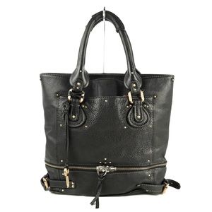 Chloe Black Leather Paddington Zip Tote Bag